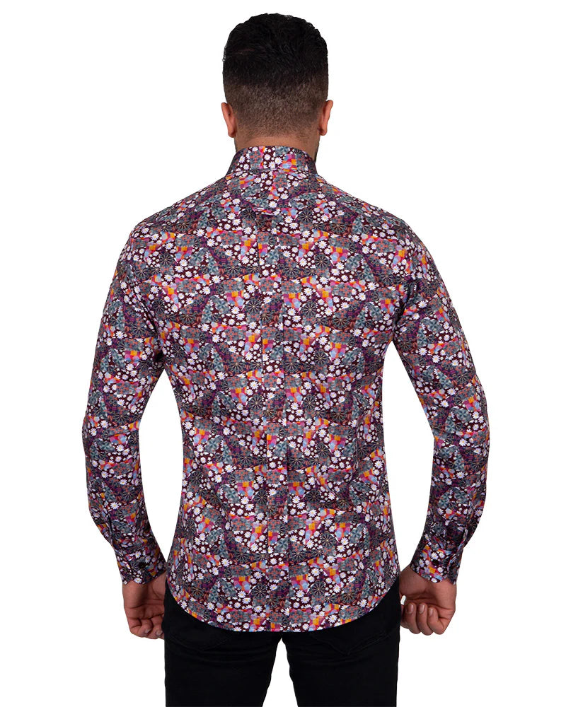 Mosaic Floral Print Pure Cotton Shirt