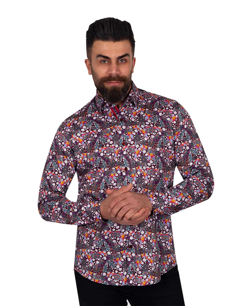 Mosaic Floral Print Pure Cotton Shirt