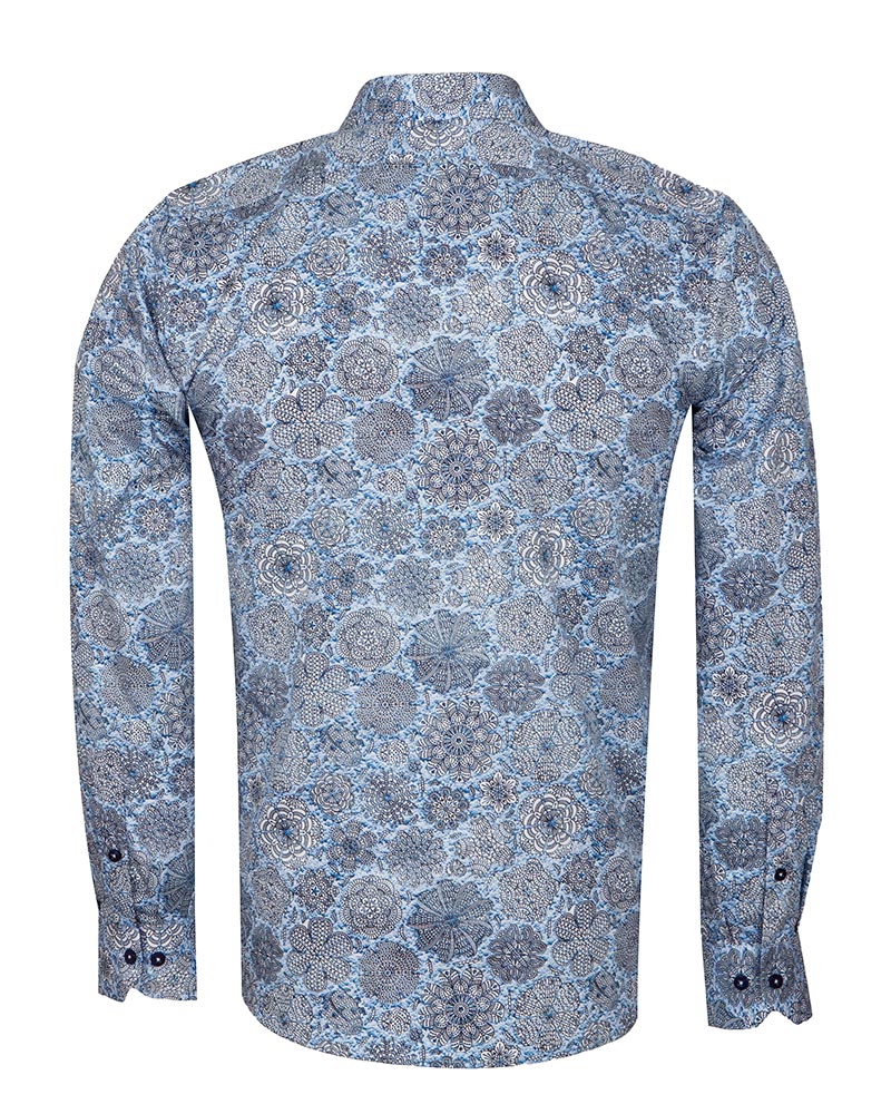 Floral Mosaic Print Shirt with Matching Handkerchief