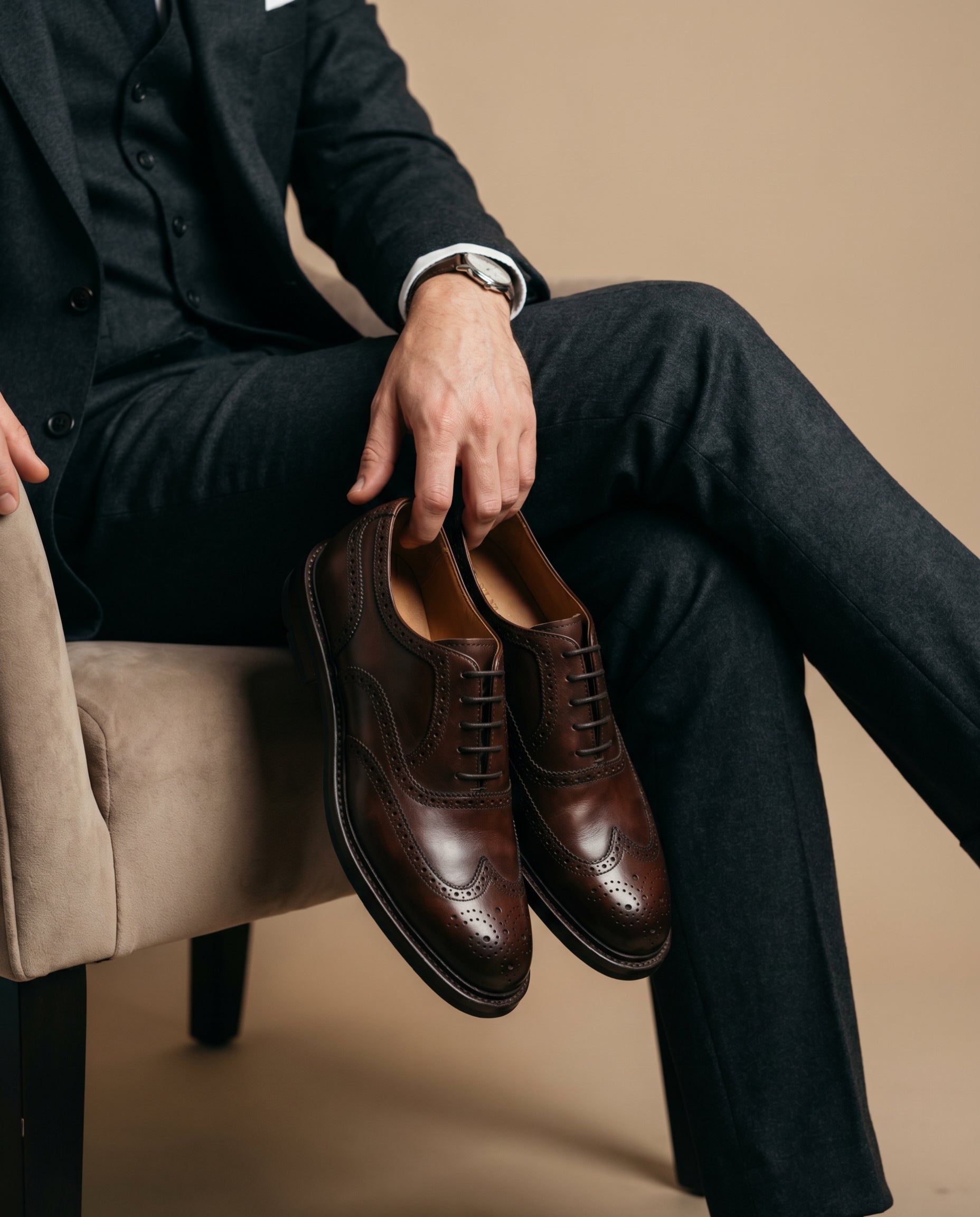 Cambridge - Brown Leather Brogue Shoe