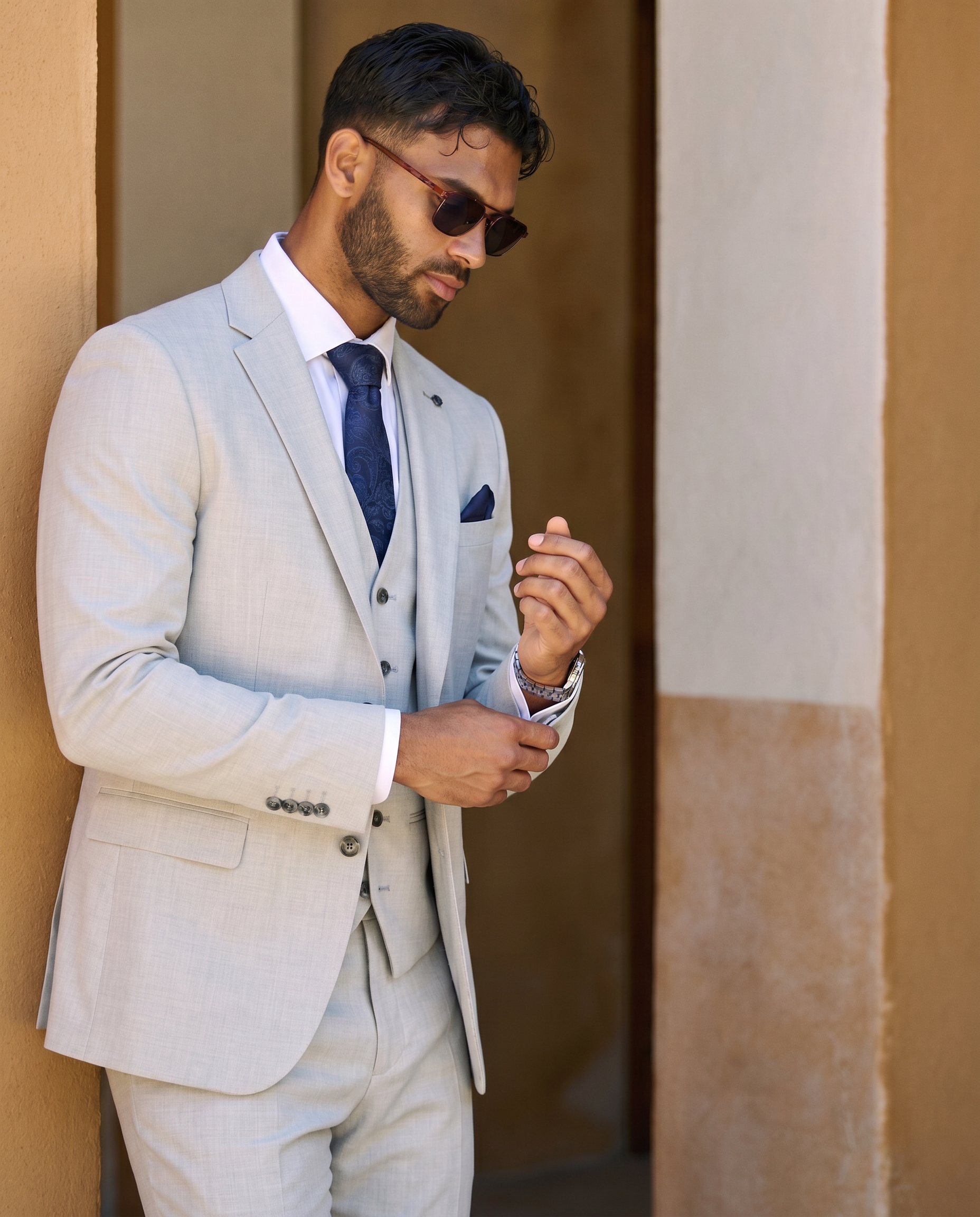 Belmont - Beige Men's Three Piece Suit
