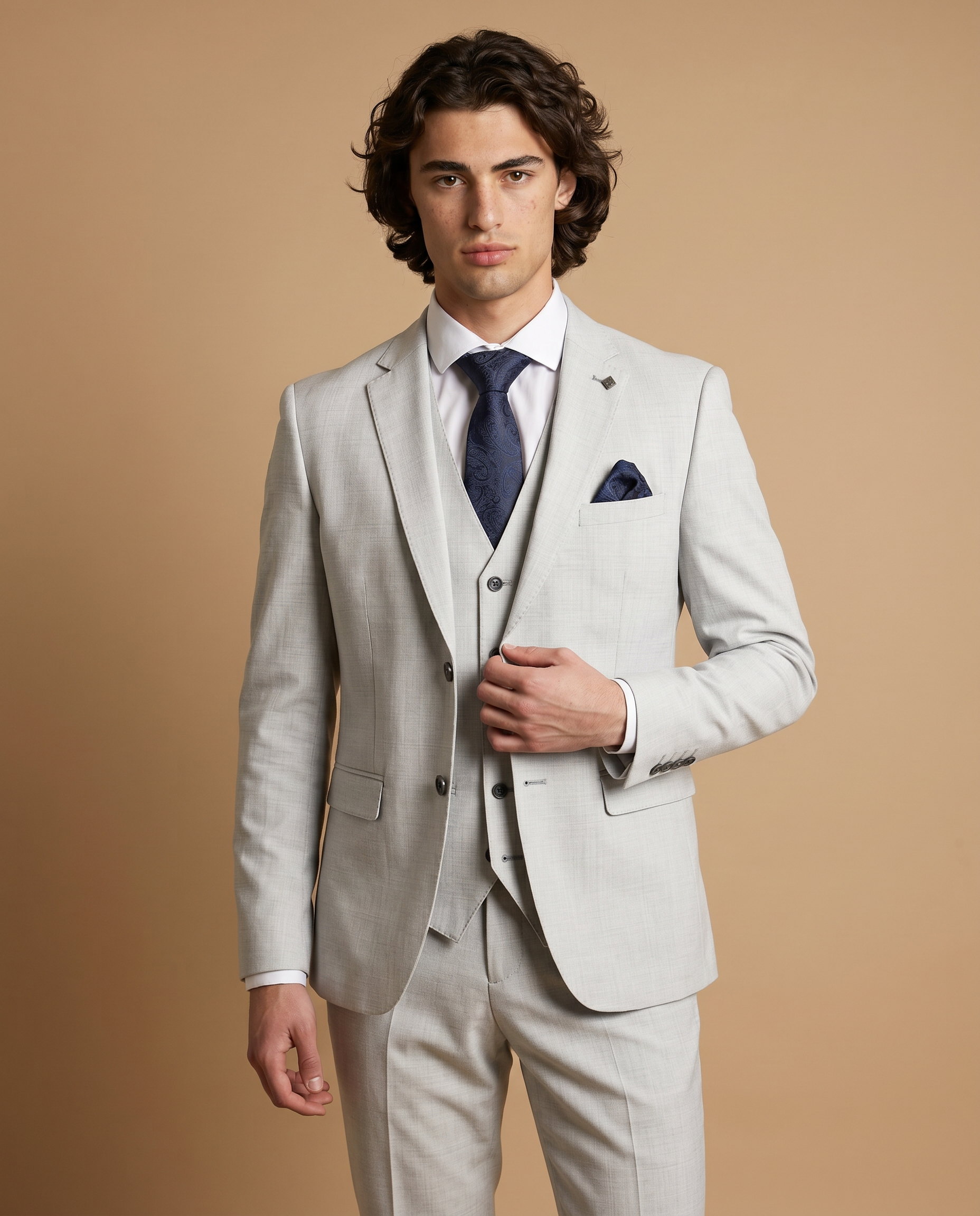 Belmont - Silver Three Piece Prom Suit