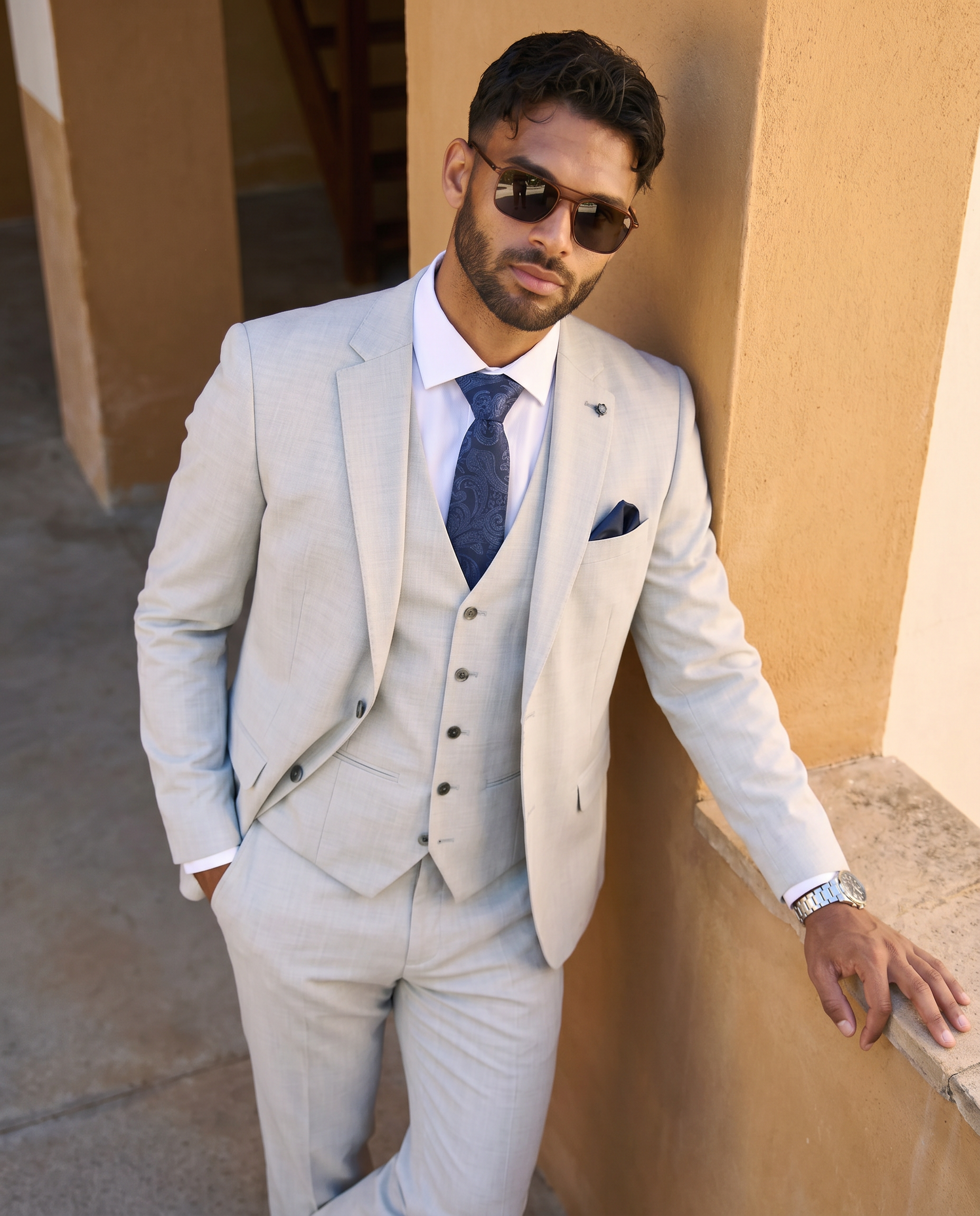 Belmont - Beige Men's Three Piece Suit