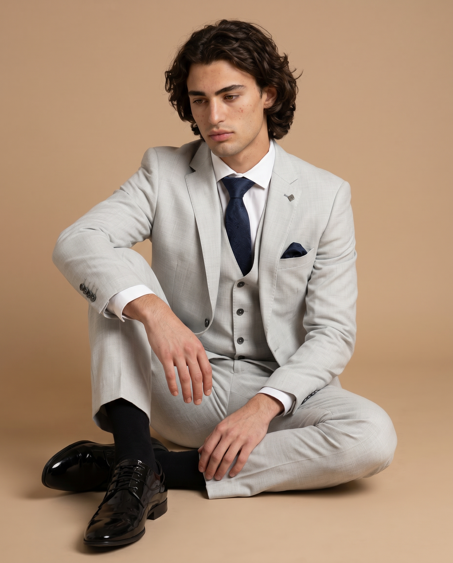 Belmont - Silver Three Piece Prom Suit