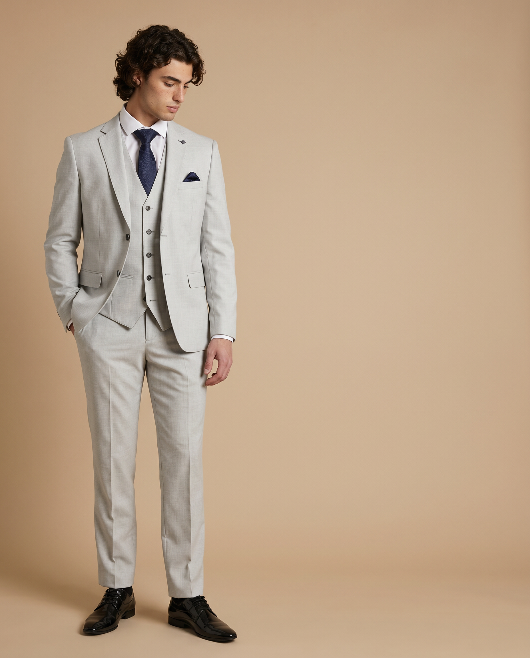 Belmont - Silver Three Piece Prom Suit