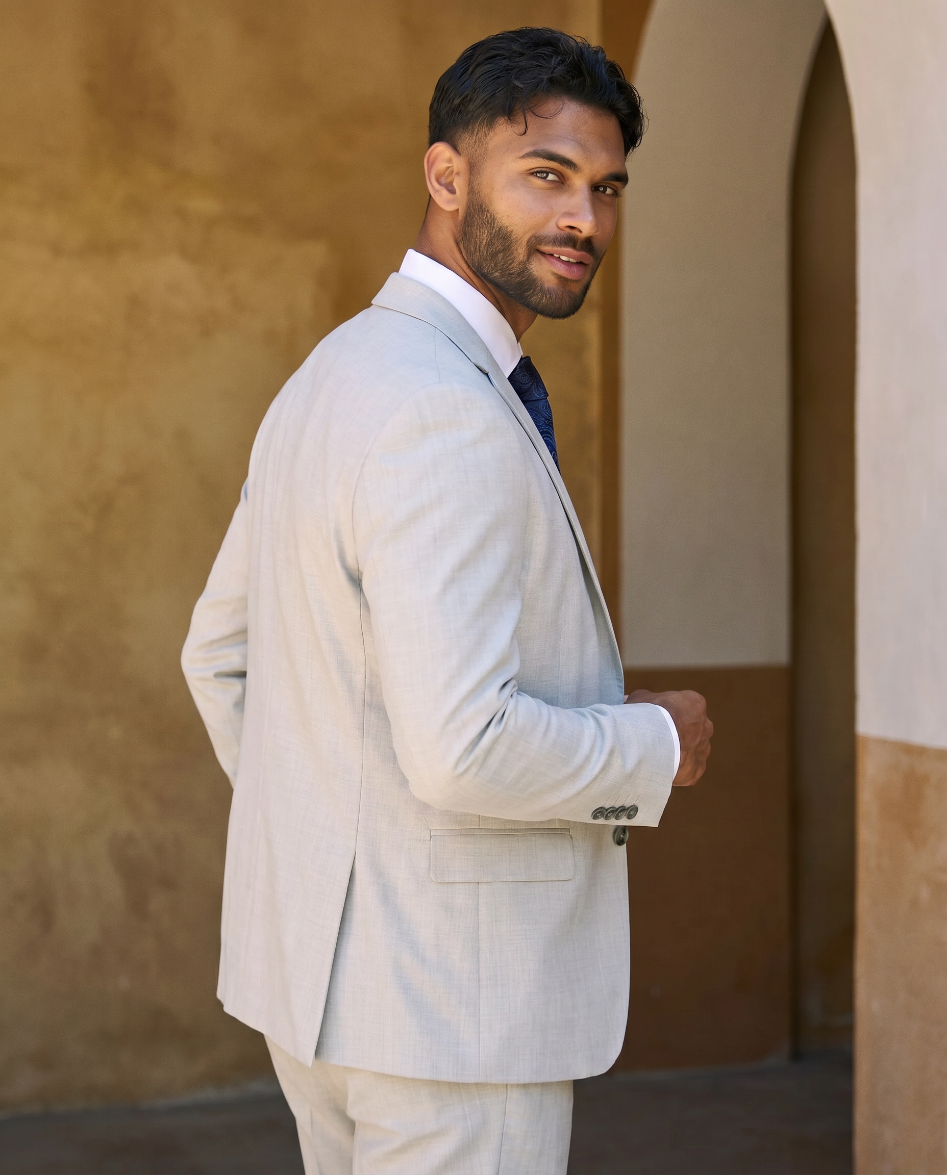 Belmont - Beige Men's Three Piece Suit