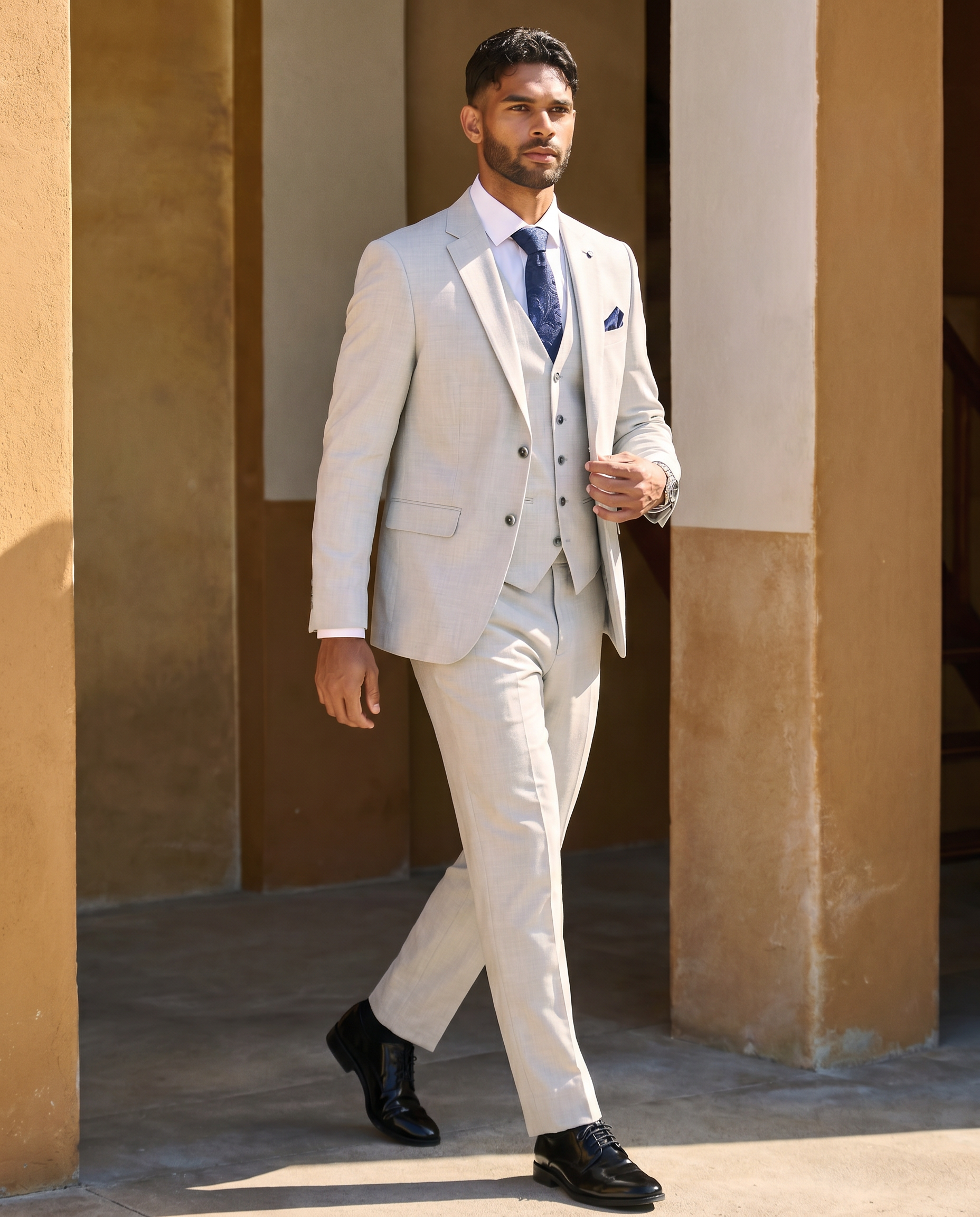 Belmont - Beige Men's Three Piece Suit