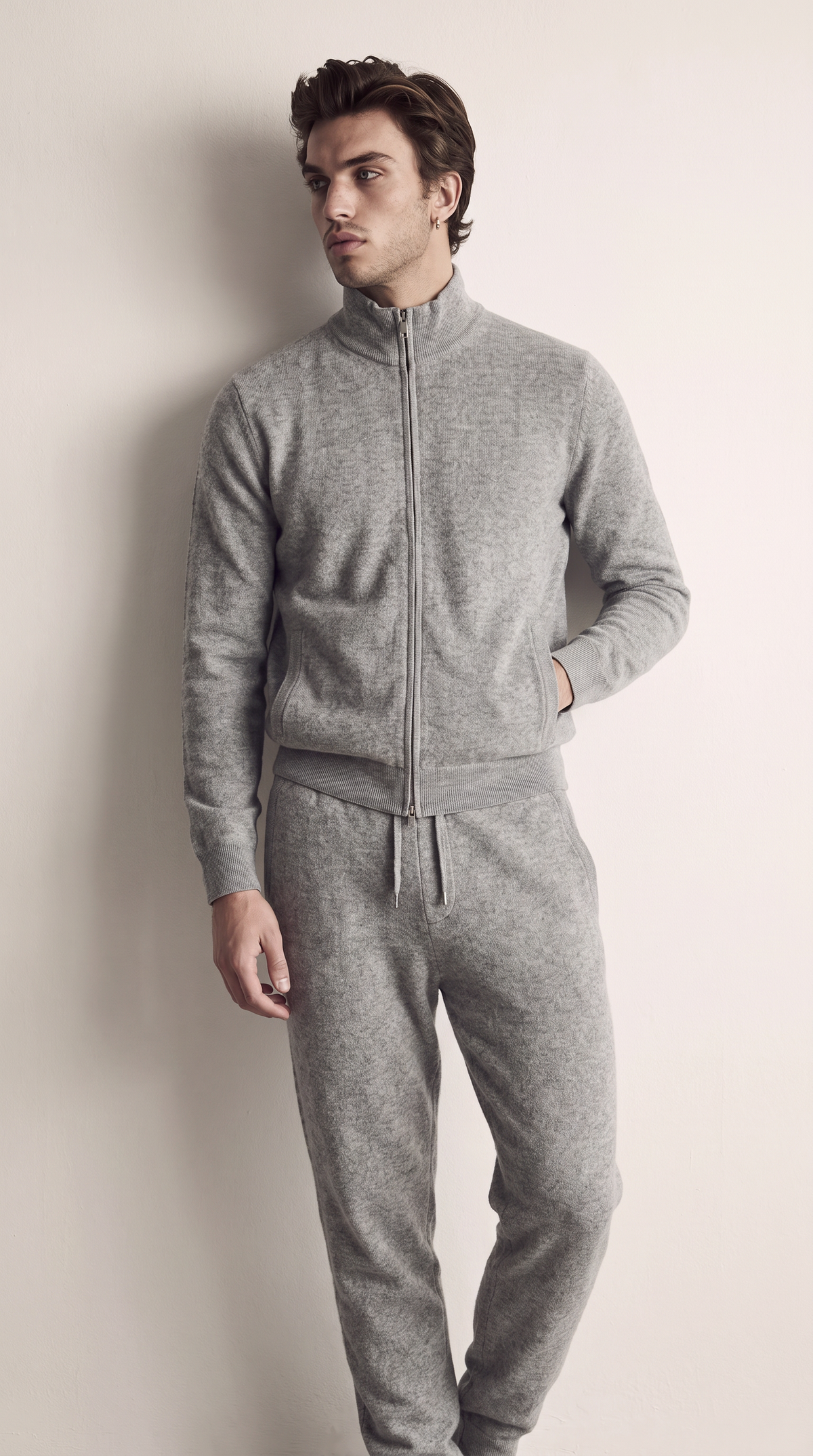 Men's grey jacket and trouser set, additional view 02