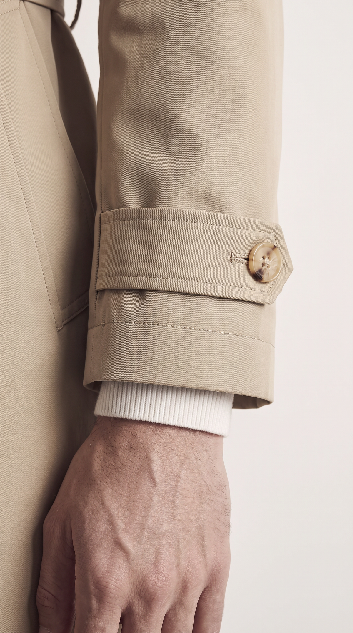 Men's beige double-breasted trench coat, additional view 03
