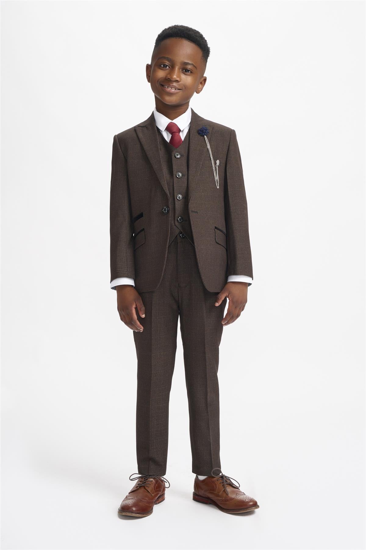 Caridi Boys Brown Three Piece Suit