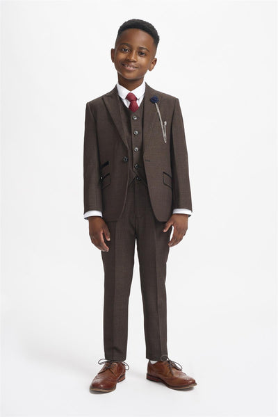 Caridi - Boys Brown Three Piece Suit