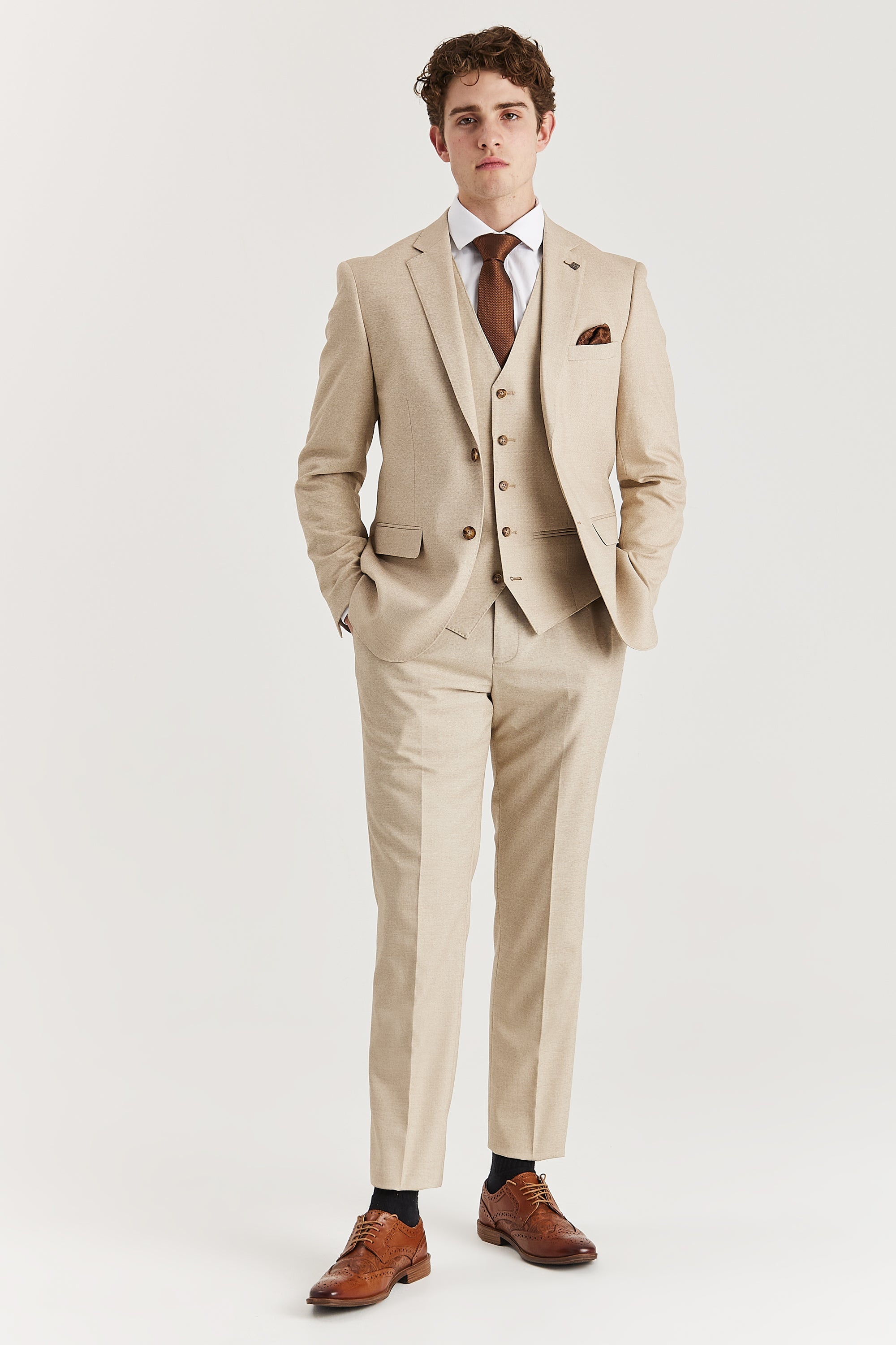 Belmont - Beige Men's Three Piece Suit – image 2