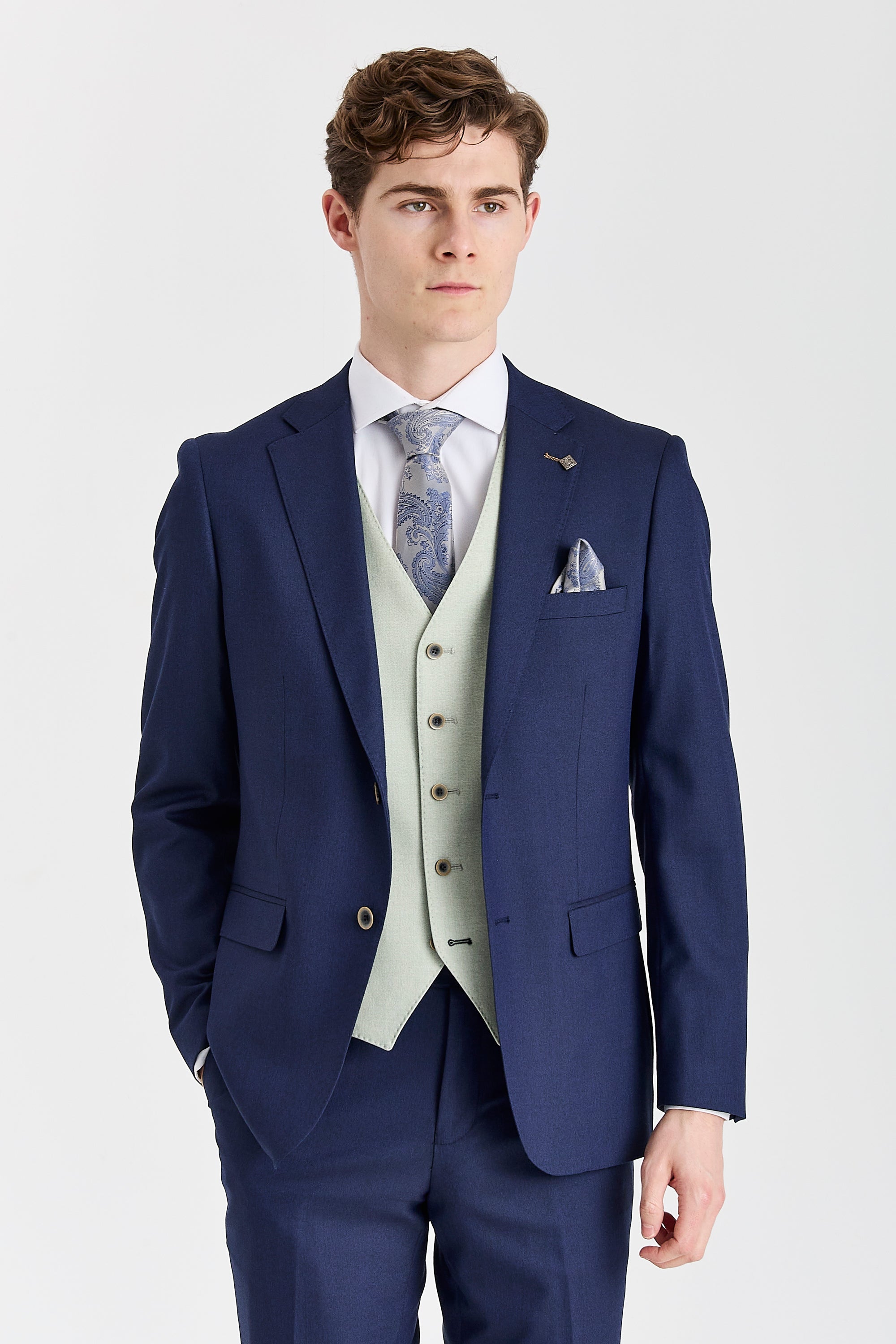 Belmont Navy Suit with Belmont Sage Waistcoat – image 1