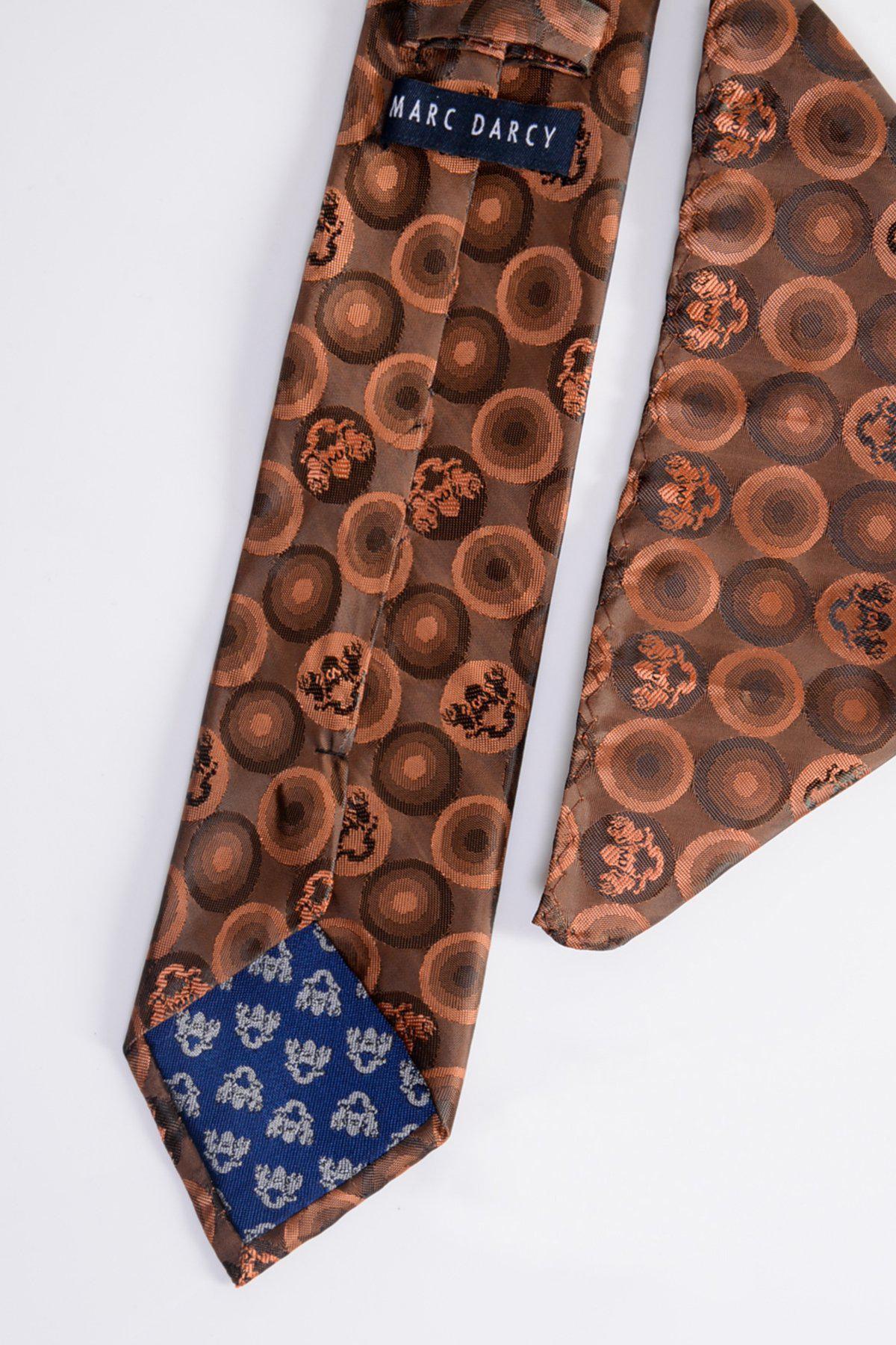 Bubbles - Orange Brown Bubble Circle Print Tie and Pocket Set