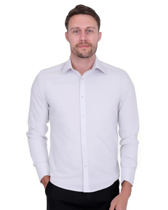 White Classic Twill Single Cuff Shirt