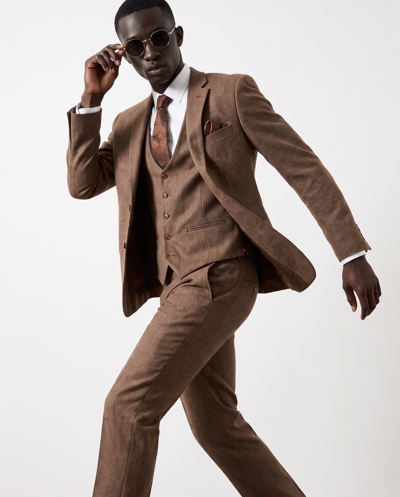 HM5 - Tan Tailored Three Piece Suit