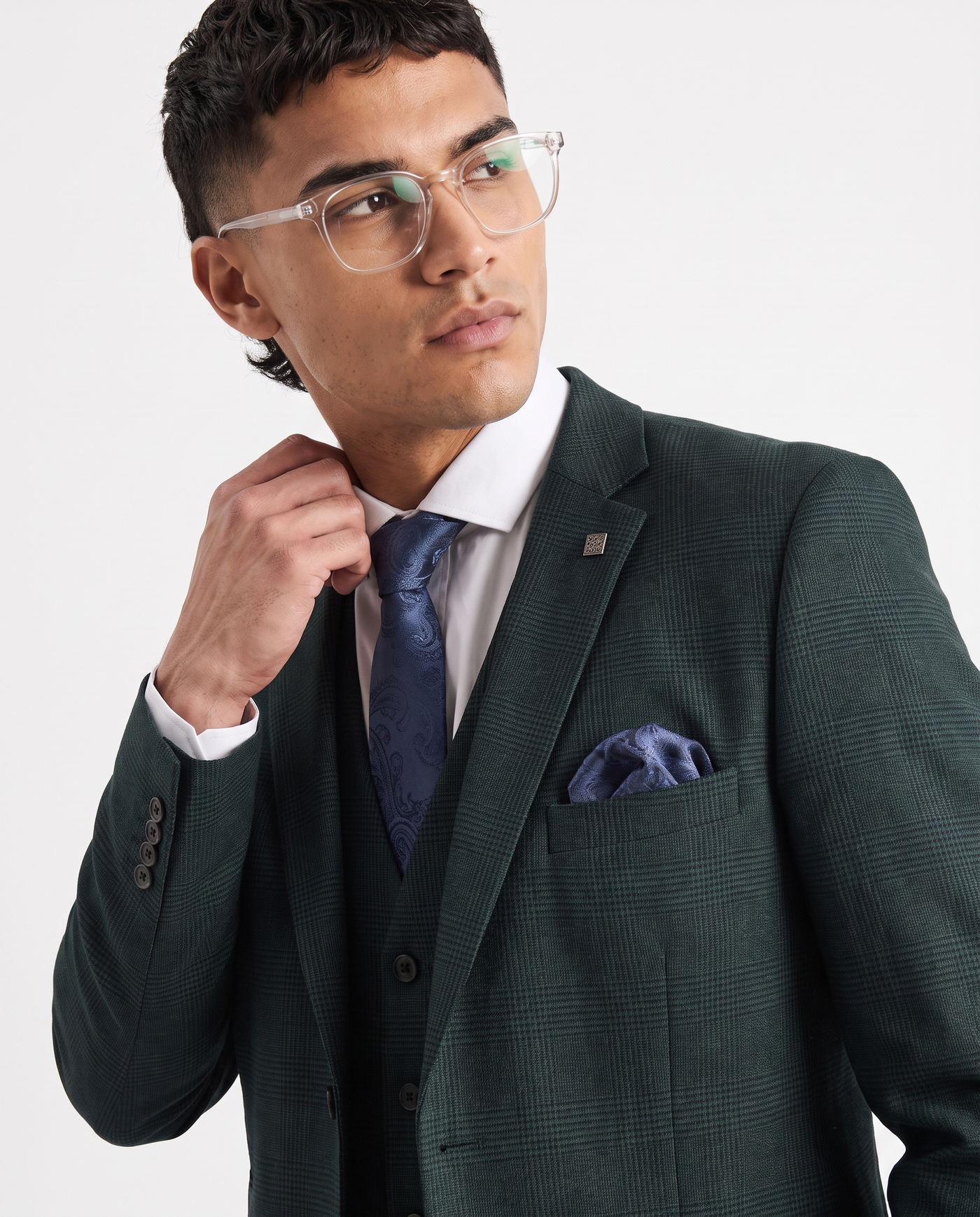 REGENT - OLIVE CHECK THREE PIECE SUIT