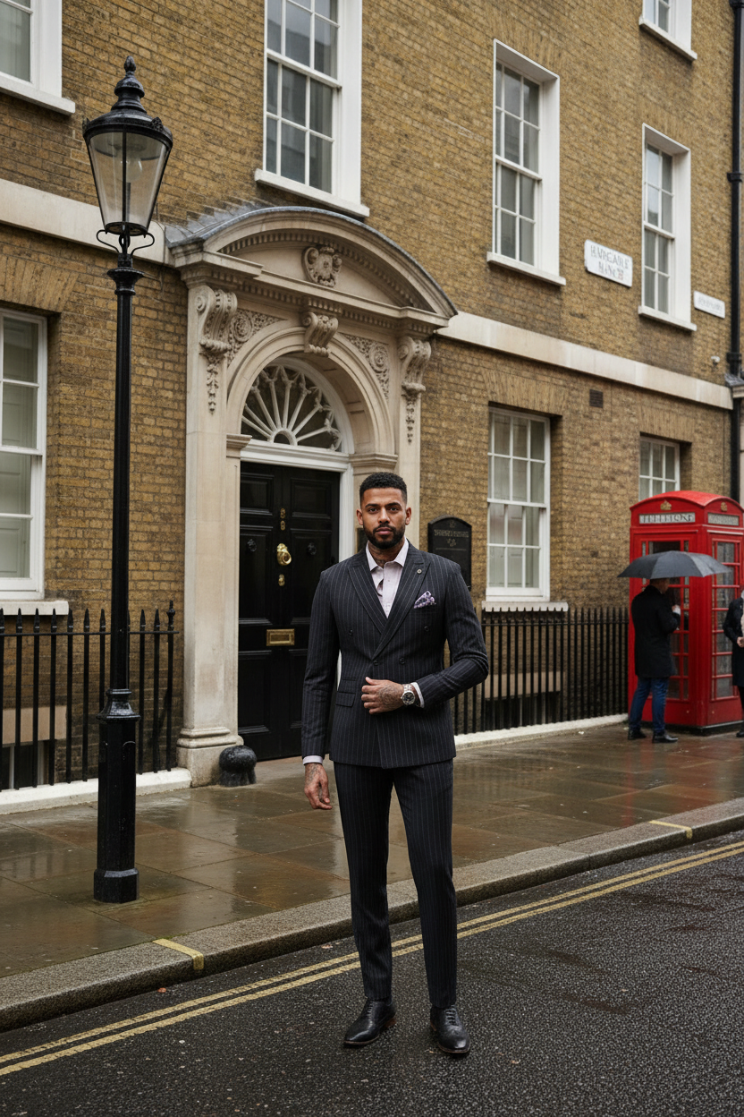 Rocco - Navy Pinstripe Double Breasted Two Piece Suit