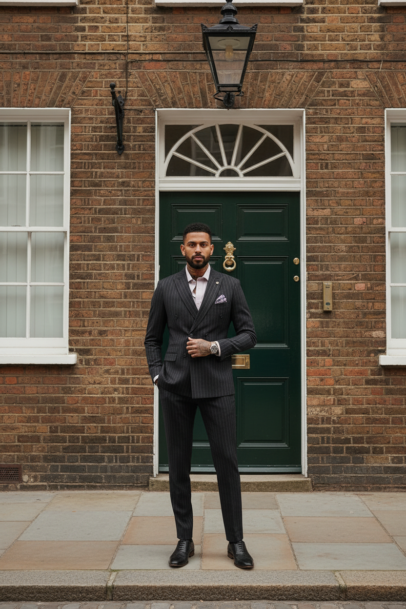 Rocco - Navy Pinstripe Double Breasted Two Piece Suit