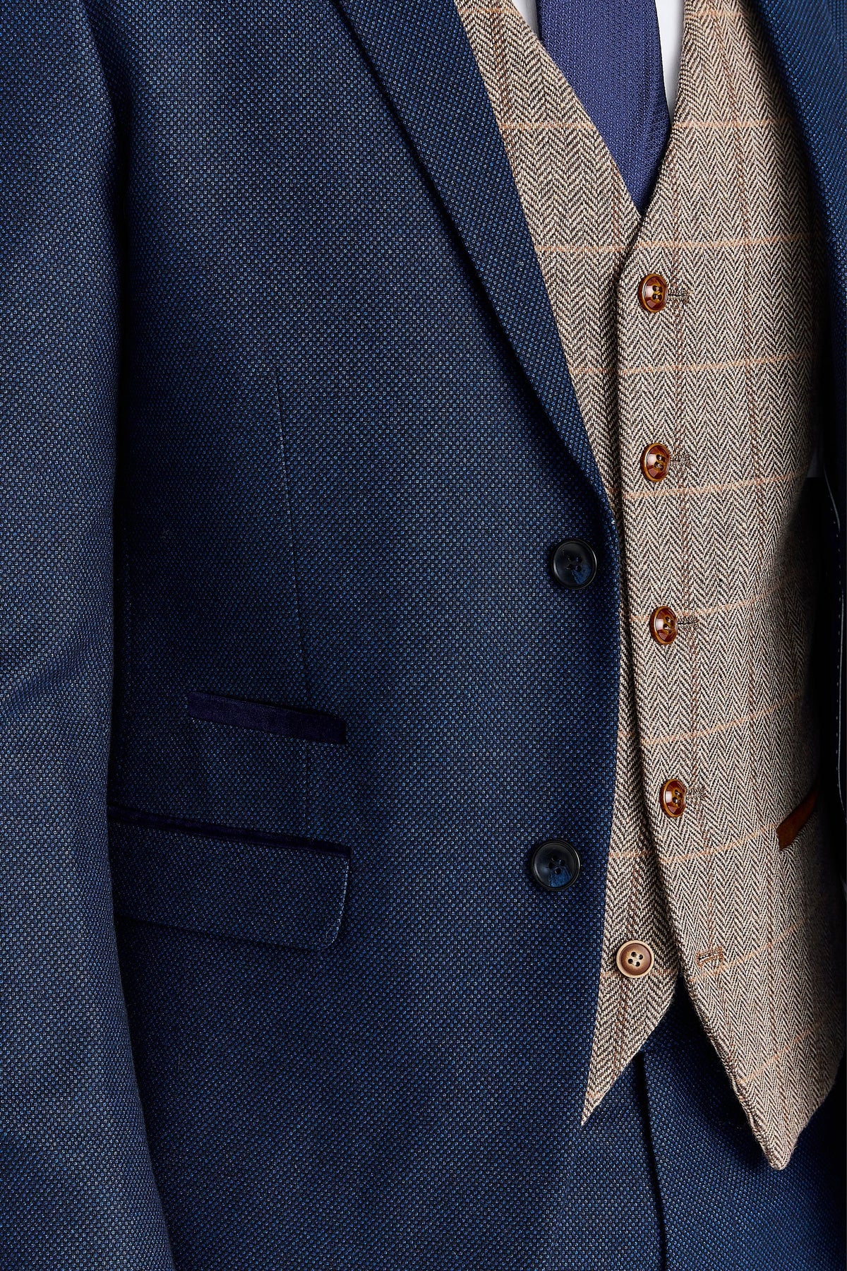 Arthur Navy Suit with Harris Brown Tweed Waistcoat – image 3