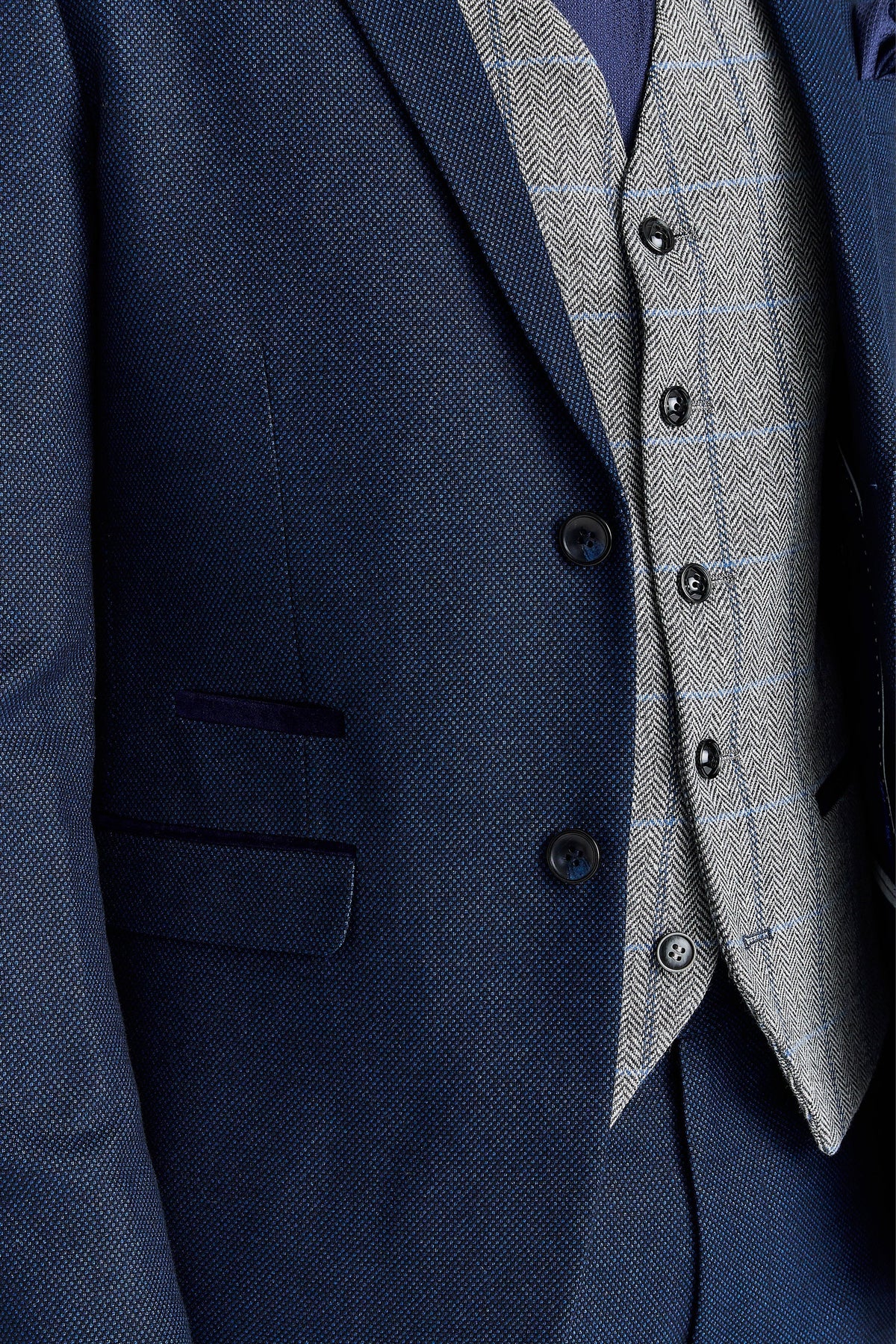 Arthur Navy Suit with Harris Grey Tweed Waistcoat – image 3