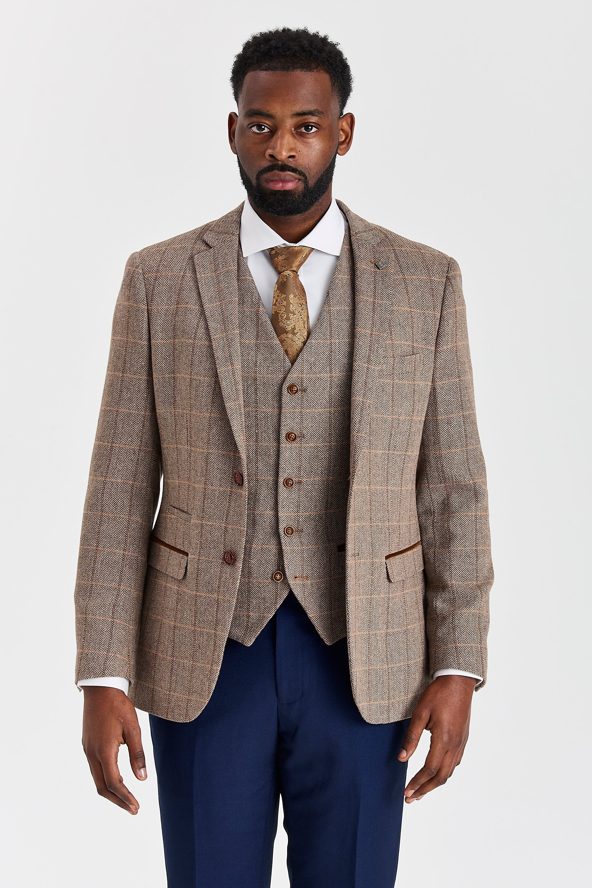 Harris Brown Tweed Suit with Mayfair Navy Trousers – image 1