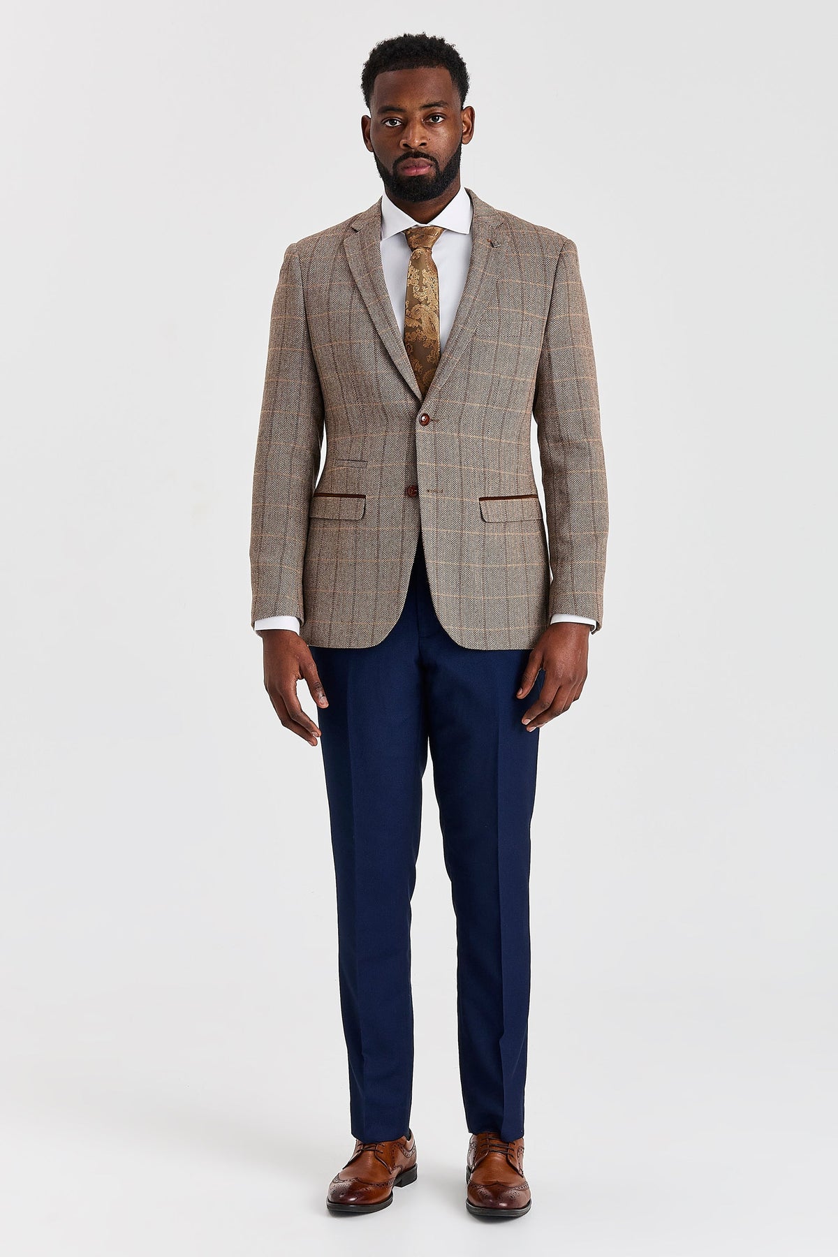 Harris Brown Tweed Suit with Mayfair Navy Trousers – image 3
