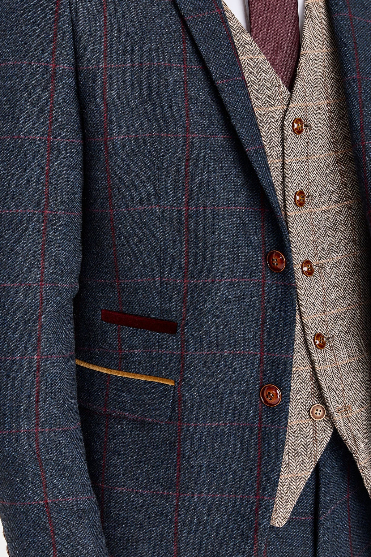 Madrid Navy Suit with Harris Brown Tweed Waistcoat – image 3