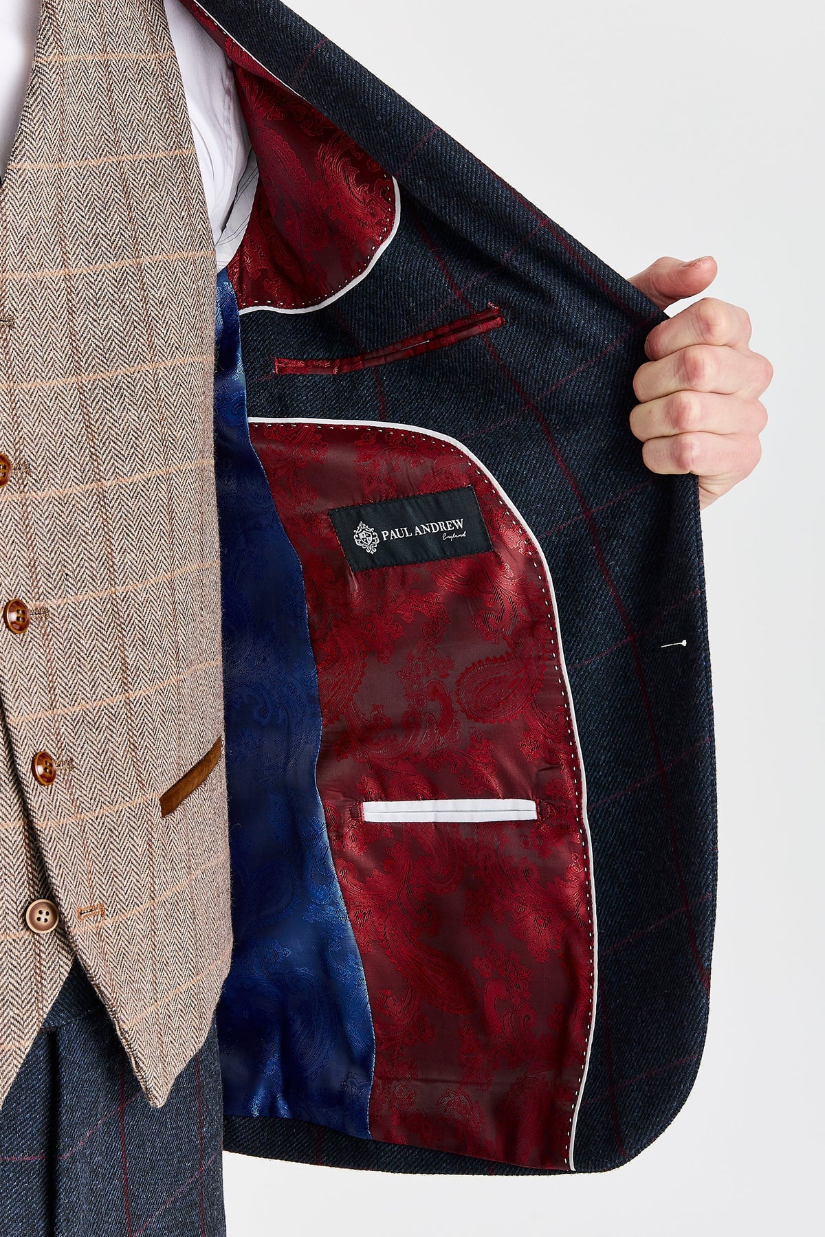 Madrid Navy Suit with Harris Brown Tweed Waistcoat – image 4