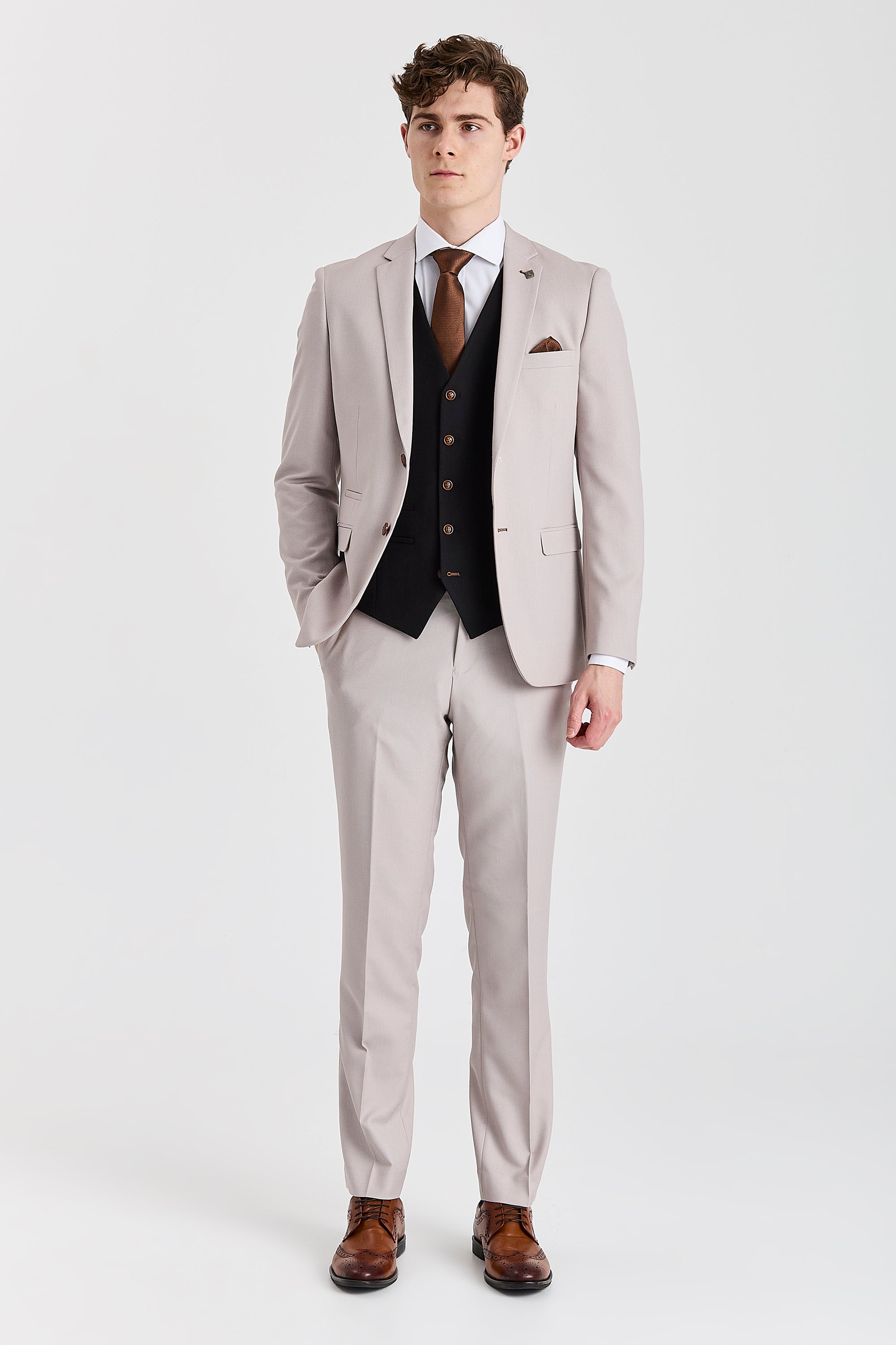 Mayfair Stone Textured Suit With Black Waistcoat – image 2