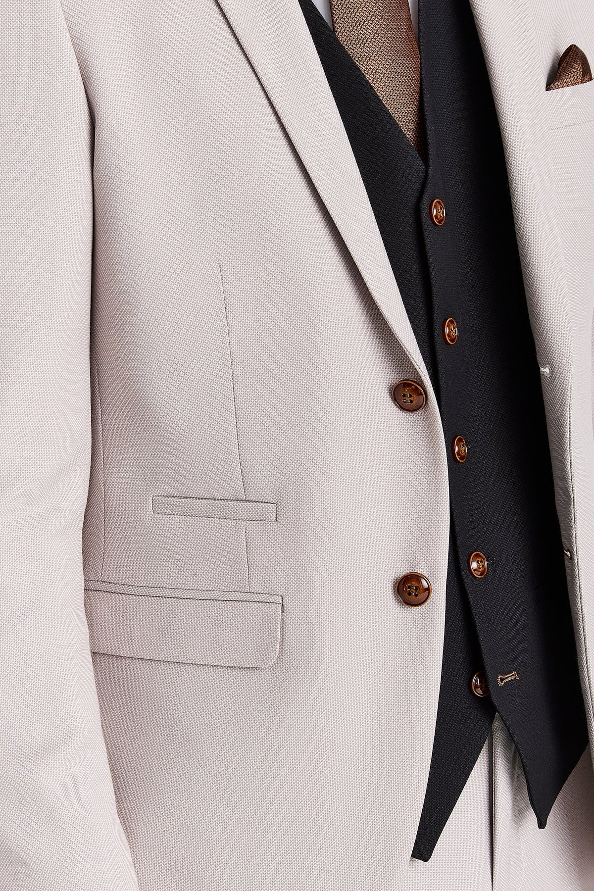 Mayfair Stone Textured Suit With Black Waistcoat – image 3