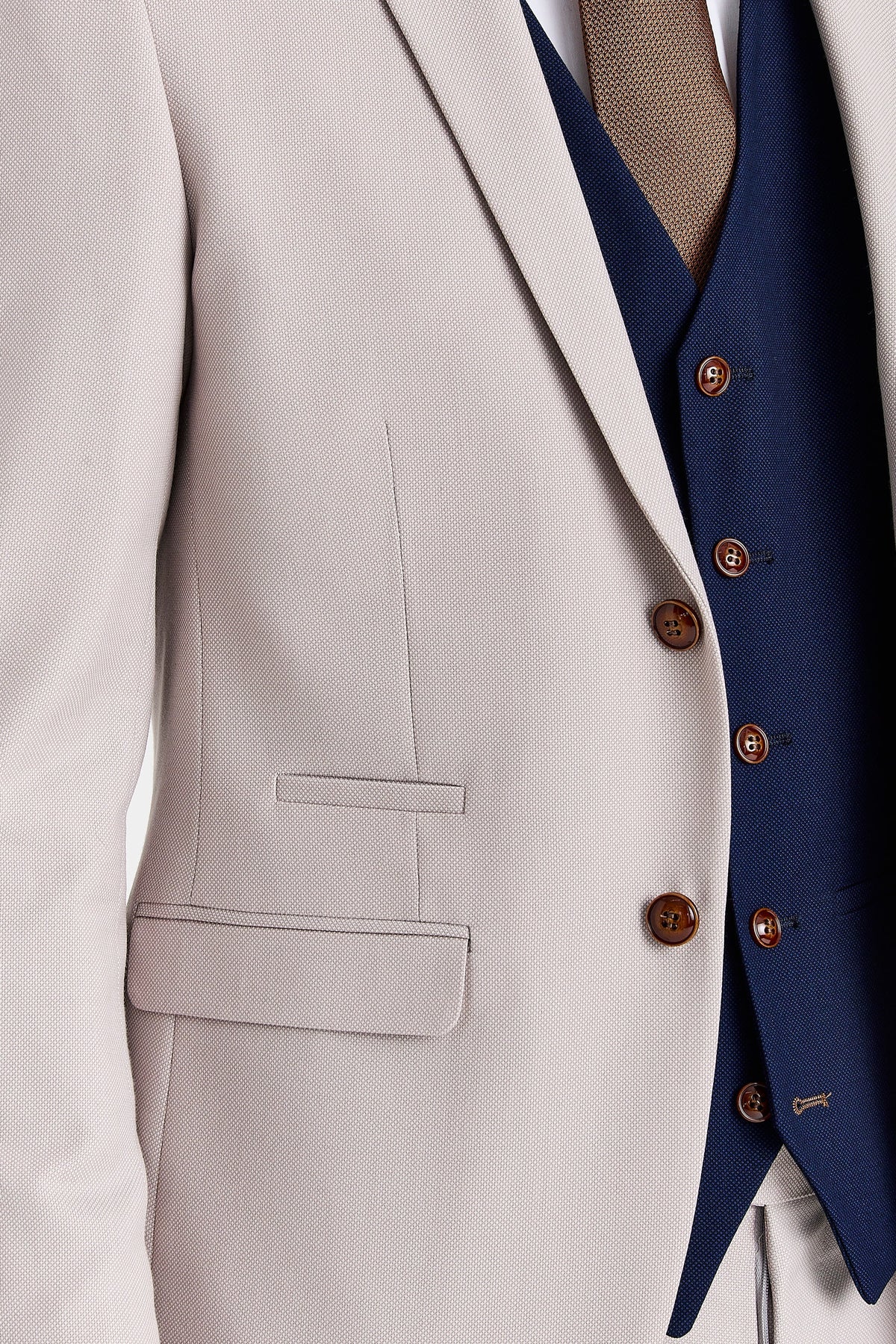 Mayfair Stone Textured Suit With Navy Waistcoat – image 3