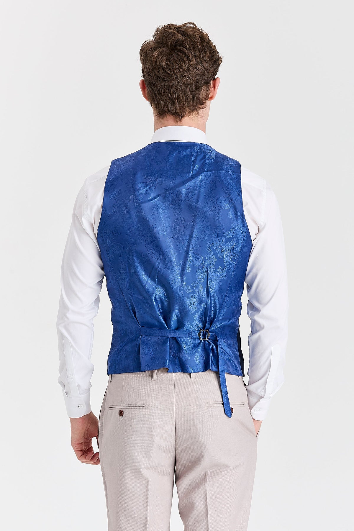 Mayfair Stone Textured Suit With Navy Waistcoat – image 6
