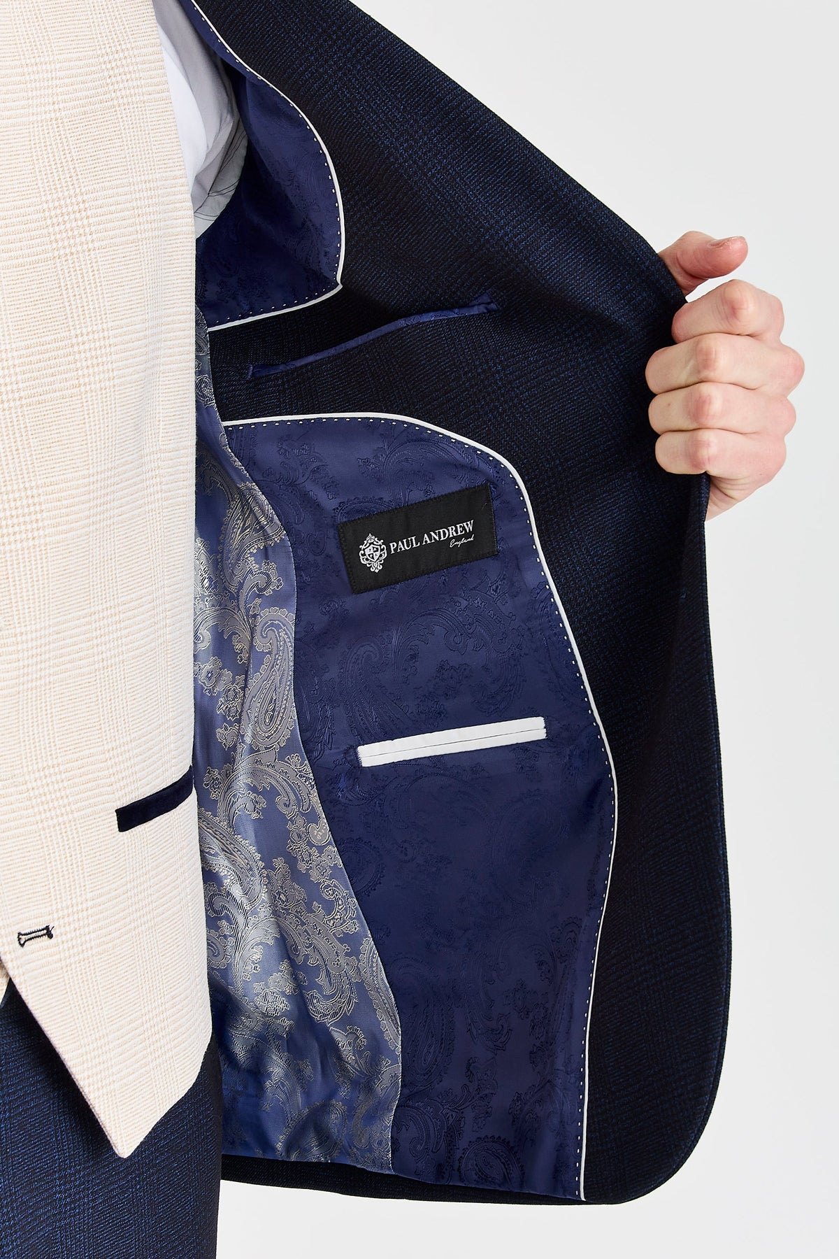 Regent Navy Check Suit with Regent Cream Waistcoat – image 4